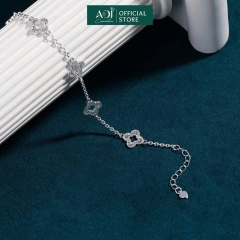 Lắc tay Trang sức bạc 925 ADJ thanh lịch thời trang cao cấp 5 Hoa May Mắn - SLC134254AD