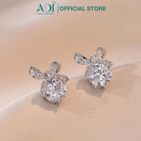 Bông Tai Nữ Bạc ADJ 925  Nơ Swarovski Lắp Lánh Phụ Kiện Trang Sức Nữ Cao Cấp SB5417AD