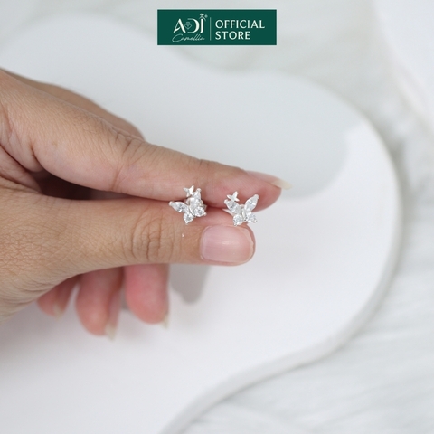 Bông tai Trang sức bạc 925 ADJ an toàn sang trọng cao cấp Đôi Bướm Hồ Điệp SB14704AD