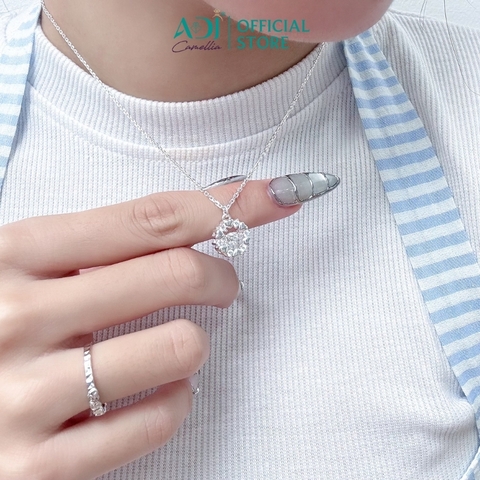 Dây chuyền Trang sức bạc 925 ADJ thanh lịch thời trang cao cấp Hoa Yêu Thương SD134180AD