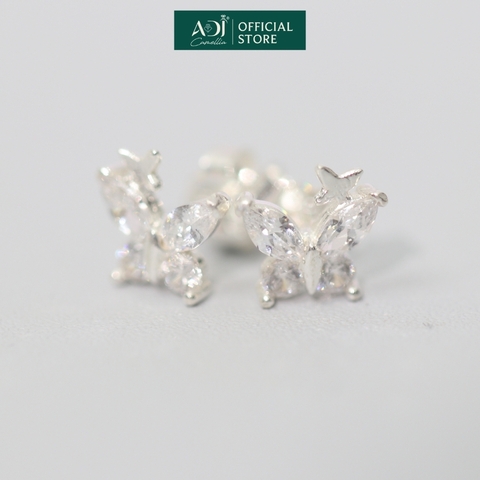 Bông tai Trang sức bạc 925 ADJ an toàn sang trọng cao cấp Đôi Bướm Hồ Điệp SB14704AD