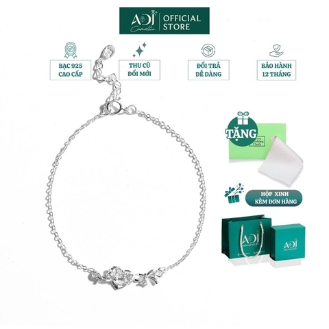 Lắc tay Hoa Tuyết Đính Đá Trang sức bạc 925 ADJ - SLT108104AD