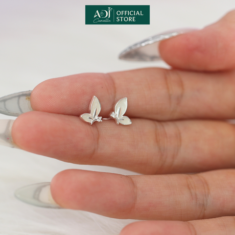 Bông tai Bạc Nữ ADJ Hai Nửa Cánh Bướm Lấp Lánh Sang Trọng Nữ Tính SB15625AD