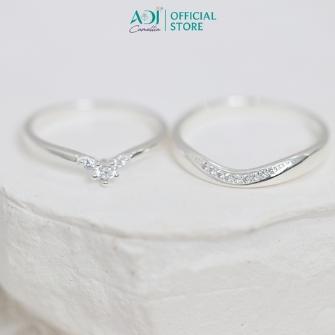 Nhẫn Đôi Bạc ADJ 925  Cổ Điển Xoắn Óc Phụ Kiện Trang Sức Nữ Cao Cấp