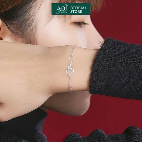 Lắc tay Hoa Tuyết Đính Đá Trang sức bạc 925 ADJ - SLT108104AD