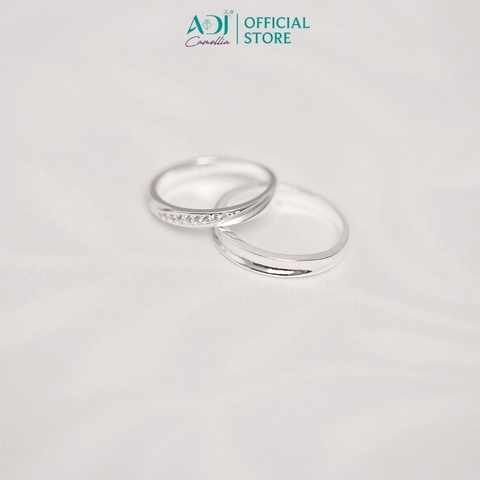 Nhẫn Đôi Bạc ADJ 925 Cặp Chéo Đá CZ Phụ Kiện Trang Sức Nữ Cao Cấp