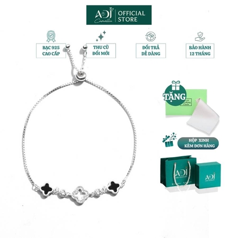 Lắc Tay Nữ Bạc ADJ 925 Cỏ 4 Lá Cách Điệu May Mắn Phụ Kiện Trang Sức Nữ Cao Cấp SLC134285AD