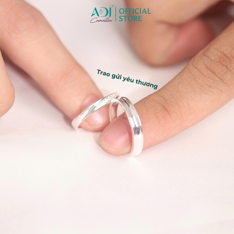 Nhẫn Đôi Bạc ADJ 925 Cặp Chéo Đá CZ Phụ Kiện Trang Sức Nữ Cao Cấp