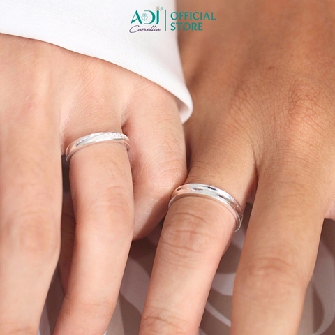 Nhẫn Đôi Bạc ADJ 925 Cặp Chéo Đá CZ Phụ Kiện Trang Sức Nữ Cao Cấp