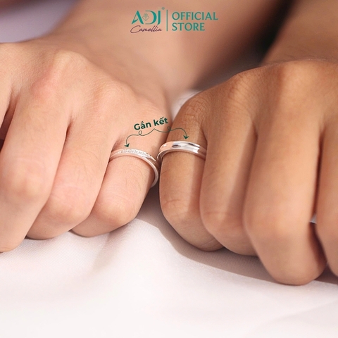 Nhẫn Đôi Bạc ADJ 925 Cặp Chéo Đá CZ Phụ Kiện Trang Sức Nữ Cao Cấp