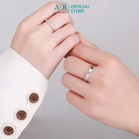 Nhẫn Đôi Bạc ADJ 925 Cặp Chéo Đá CZ Phụ Kiện Trang Sức Nữ Cao Cấp