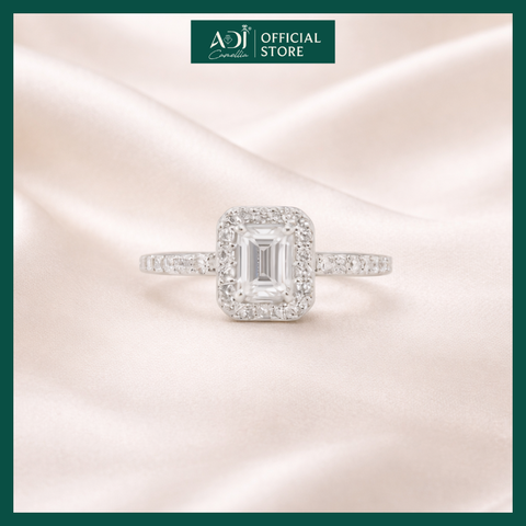 Bộ Trang sức bạc 925 ADJ Tiffany Viên Chữ Nhật To Mang Ánh Sáng Tinh Tế