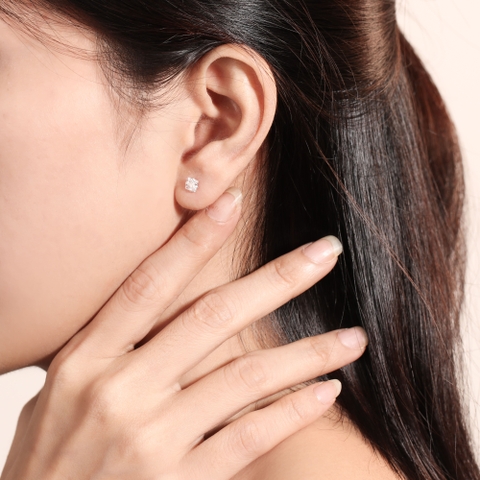 Bông tai Trang sức bạc 925 ADJ đính đá CZ sang trọng cao cấp Pha Lê Vuông SB10048AD - SB1143