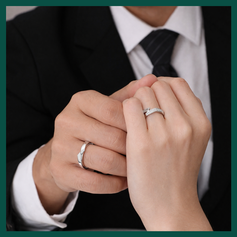 Nhẫn Đôi Bạc ADJ 925  Pure Love Đính Đá CZ Phụ Kiện Trang Sức Nữ Cao Cấp