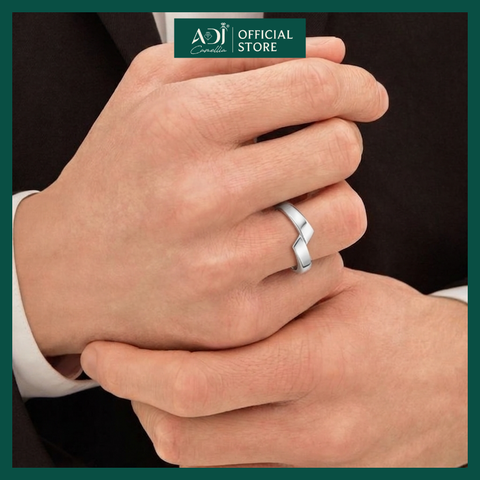 Nhẫn Đôi Bạc ADJ 925  Pure Love Đính Đá CZ Phụ Kiện Trang Sức Nữ Cao Cấp