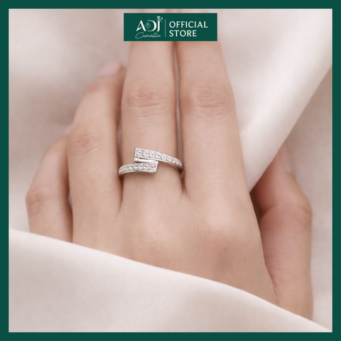 Nhẫn Đôi Bạc ADJ 925  Pure Love Đính Đá CZ Phụ Kiện Trang Sức Nữ Cao Cấp