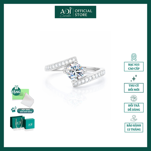 Nhẫn Bạc Nữ ADJ 925 Đính Đá CZ Sang Trọng - Nhẫn Bạc Cao Cấp Thiết Kế Thanh Lịch Tặng Hộp Xinh SN156393AD