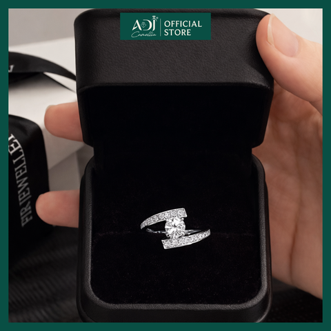 Nhẫn Bạc Nữ ADJ 925 Đính Đá CZ Sang Trọng - Nhẫn Bạc Cao Cấp Thiết Kế Thanh Lịch Tặng Hộp Xinh SN156393AD