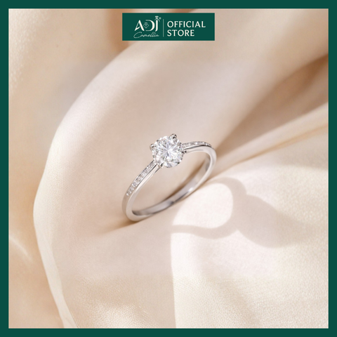 Nhẫn Bạc Nữ ADJ S925 Thiết Kế Đài Hoa Đính Đá CZ Chủ Lấp Lánh, Phụ Kiện Trang Sức Cao Cấp SN156394AD