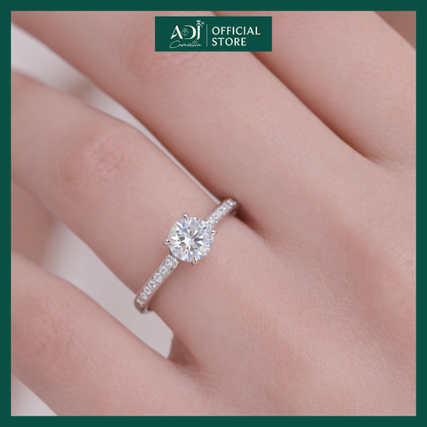 Nhẫn Bạc Nữ ADJ S925 Thiết Kế Đài Hoa Đính Đá CZ Chủ Lấp Lánh, Phụ Kiện Trang Sức Cao Cấp SN156394AD