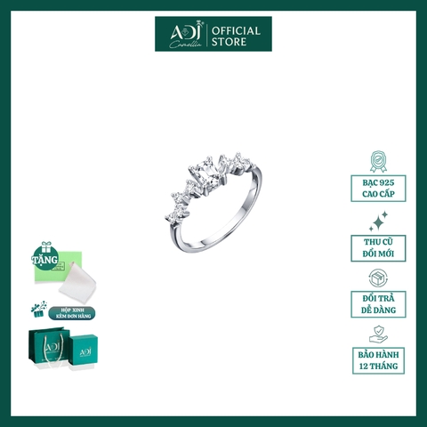 Nhẫn Bạc Nữ ADJ 925 Đính Đá Vuông Lấp Lánh Sang Trọng Phụ Kiện Trang Sức Nữ Cao Cấp SN16203AD