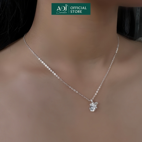 Bộ trang sức Bạc Dây chuyền, Nhẫn, Bông tai Nữ ADJ 925 Nơ Pha Lê Ngọt Ngào Thanh Lịch