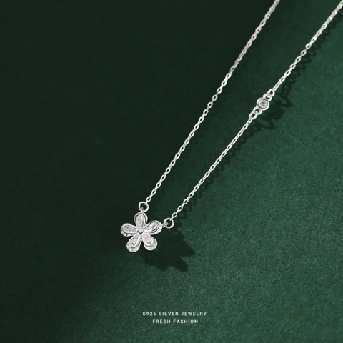 Dây chuyền Trang sức bạc 925 ADJ thanh lịch thời trang cao cấp Cánh Hoa Nhẹ Nhàng SD108104AD