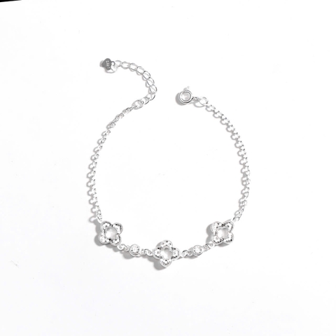 Lắc tay Trang sức bạc 925 ADJ thanh lịch thời trang cao cấp Hoa Bốn Cánh Kiêu Sa -  SLC134253AD