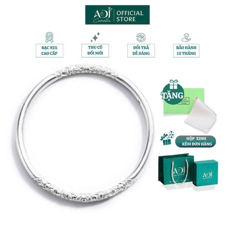 Vòng Tay Nữ Bạc ADJ 999 Hoa Văn Cỏ Xoăn Tinh Tế Phụ Kiện Trang Sức Nữ Cao Cấp SVC15491AD