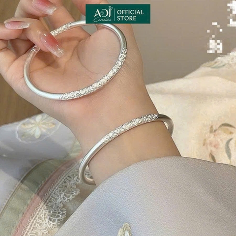 Vòng Tay Nữ Bạc ADJ 999 Hoa Văn Cỏ Xoăn Tinh Tế Phụ Kiện Trang Sức Nữ Cao Cấp SVC15491AD