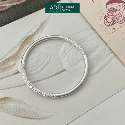 Vòng Tay Nữ Bạc ADJ 999 Hoa Văn Cỏ Xoăn Tinh Tế Phụ Kiện Trang Sức Nữ Cao Cấp SVC15491AD