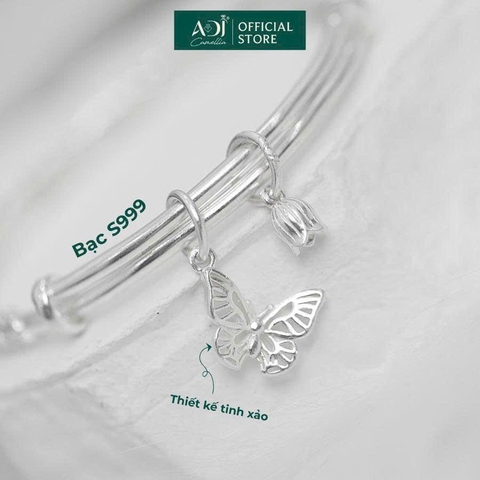 Vòng đeo tay nữ Trang sức bạc 999 ADJ an toàn vòng đeo tay tiểu thư Bướm Hoa Duyên Dáng - SVC15406AD
