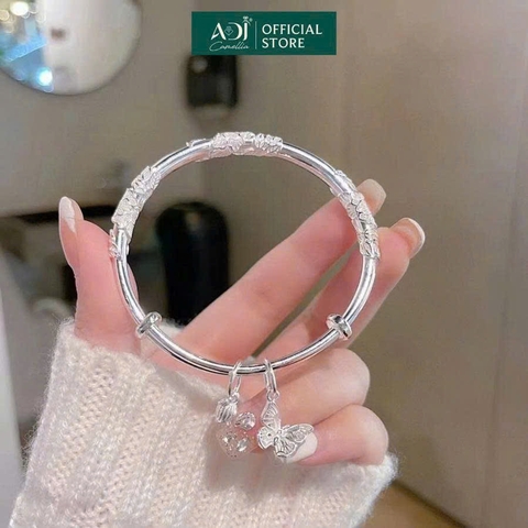 Vòng đeo tay nữ Trang sức bạc 999 ADJ an toàn vòng đeo tay tiểu thư Bướm Hoa Duyên Dáng - SVC15406AD