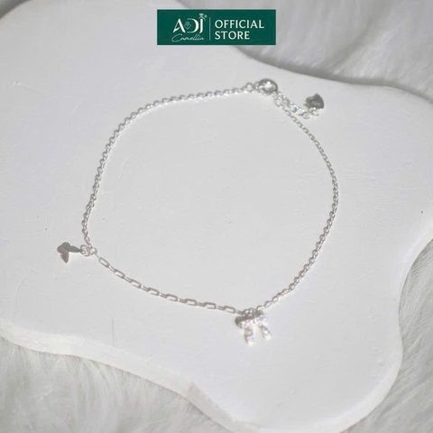 Lắc chân Trang sức bạc 925 ADJ Chic Bow Nơ và Bướm Ngọt Ngào Nữ Tính  SL16206