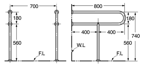 Thanh đỡ phòng tắm hình chữ L Dobidos FL761W