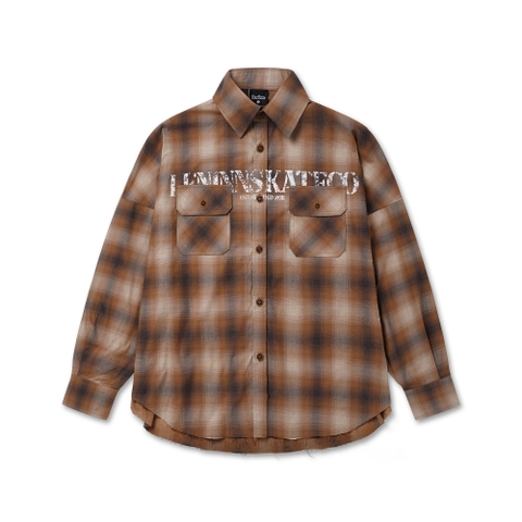 Distressed Letter Flannel Shirt