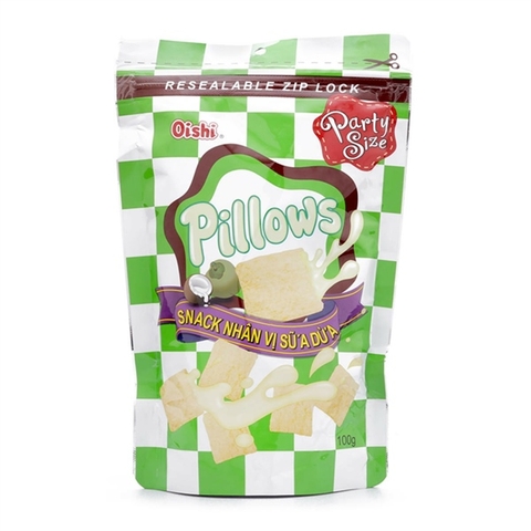 Snack nhân vị sữa dừa Pillows Oishi gói 100G