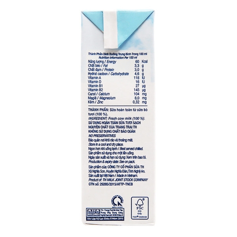 Sữa Tươi Tiệt Trùng Nguyên Chất TH true MILK 180 ml (hàng Việt Nam chất lượng cao)