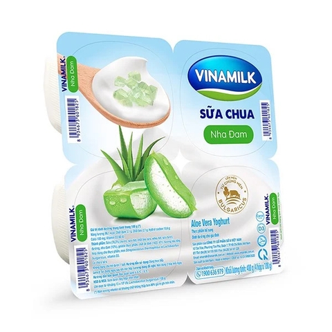Sữa chua ăn Nha đam Vinamilk 100G Vỉ 4 Hộp chính hãng