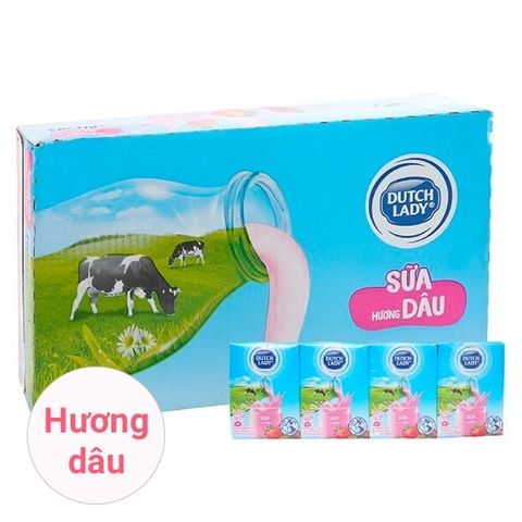 Sữa tiệt trùng cô gái hà lan Dâu hũ 110ml và bịch 210ml thức uống Dutch Lady Cô Gái Hà Lan Chính Hãng