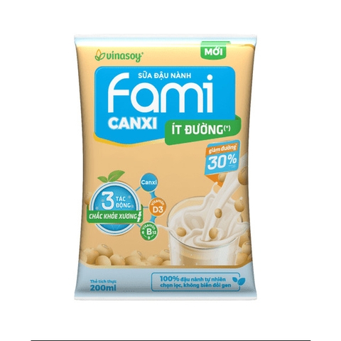Sữa Đậu nành Fami Canxi bịch 200ml Thức Uống dành cho mọi lứa tuổi