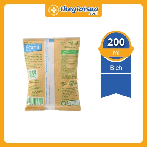 Sữa Đậu nành Fami Canxi bịch 200ml Thức Uống dành cho mọi lứa tuổi