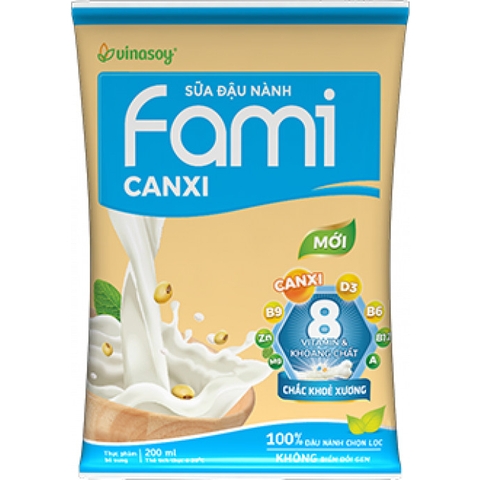 Sữa Đậu nành Fami Canxi bịch 200ml Thức Uống dành cho mọi lứa tuổi