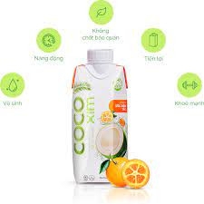 Nước dừa xiêm Cocoxim vị tắc (quất) 330ml Thơm mát vị tự nhiên