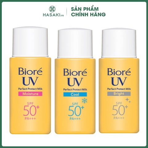 Sữa Chống Nắng Mát Lạnh Bạc Hà Bioré UV Perfect Protect Milk Cool SPF50 PA+++ 25ml Sản Phẩm Chính Hãng