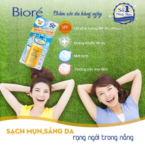 Sữa Chống Nắng Mát Lạnh Bạc Hà Bioré UV Perfect Protect Milk Cool SPF50 PA+++ 25ml Sản Phẩm Chính Hãng