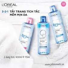 Nước Tẩy Trang L'Oreal Paris 3-in-1 Micellar Water 95ml Dành Cho Da Dầu Chính Hãng Đến Từ Pháp