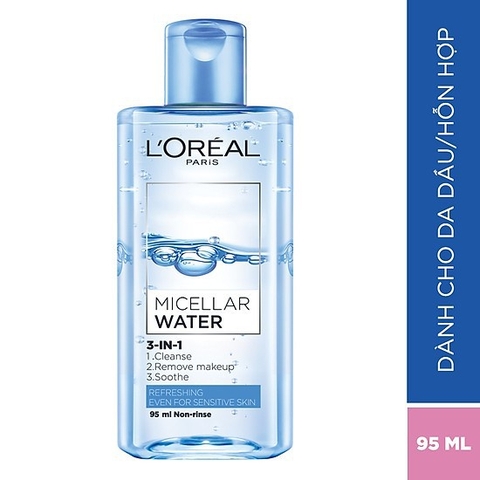 Nước Tẩy Trang L'Oreal Paris 3-in-1 Micellar Water 95ml Dành Cho Da Dầu Chính Hãng Đến Từ Pháp