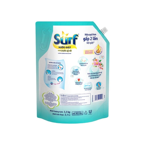 Nước giặt Surf hương sương mai dịu mát túi 3.3 kg Cam kết 100% chính hãng