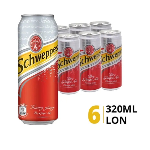 SCHWEPPES HƯƠNG GỪNG GINGER ALE/VÀNG/TRẮNG LON 320ML ĐỦ CÁC VỊ